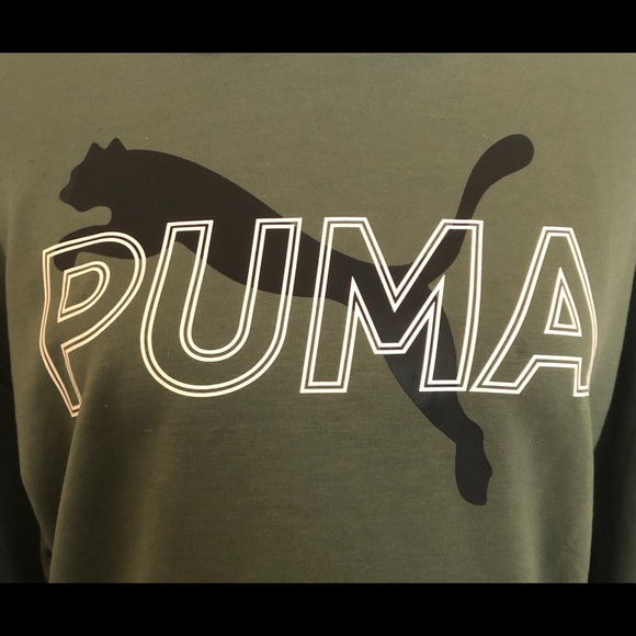PUMA modern sports logo watermarked hoodie sweatshirt green thyme S NWT - Picture 4 of 16